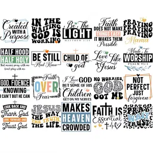 UV DTF Decals - 20 Sheets Christian Inspirational Quotes UV DTF Cup Wraps for 16 oz Glass Water Bottle, Jesus Faith Quotes Sublimation Transfer Stickers DIY Coffee Mug Bumper Decoration Customization