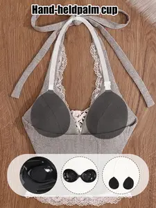 1PC Bionic Palm Cup Invisible Bra, Sticky Elegant Push Up Bra with Clear Straps, Adhesive Solid Strapless Bra for A-Cup to C-Cup Transformation, Anti-Shedding Backless Bra for Wedding Dress, Bikini & Deep V Outfits
