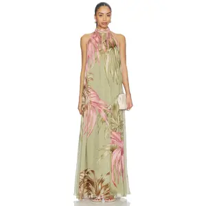 ROCOCO SAND Flared Maxi Dress in Green