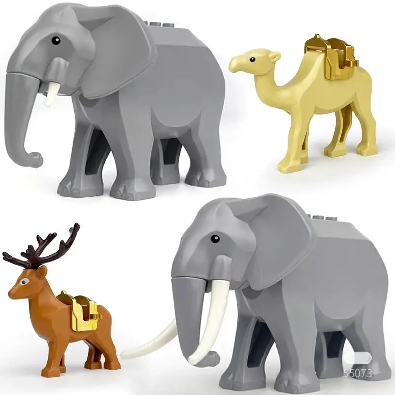 The Zoo African Elephants Animal Building Blocks Rabbit Dragon Gorilla Penguin Pig Sheep Dog Cat Mini Action Figure Bricks Toys