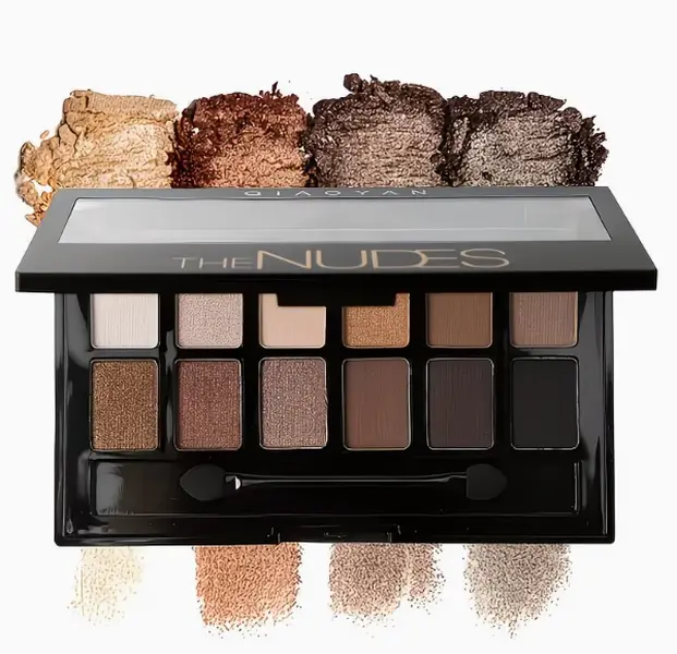 Nude Cosmetic Eyeshadow Palette - Compact, Matte & Glitter Finishes with Deep Brown & Black Shades, Travel-Friendly, Easy-to-Use Brush for Easy Eye Makeup, Ideal for Creative Looks & Makeup Lovers