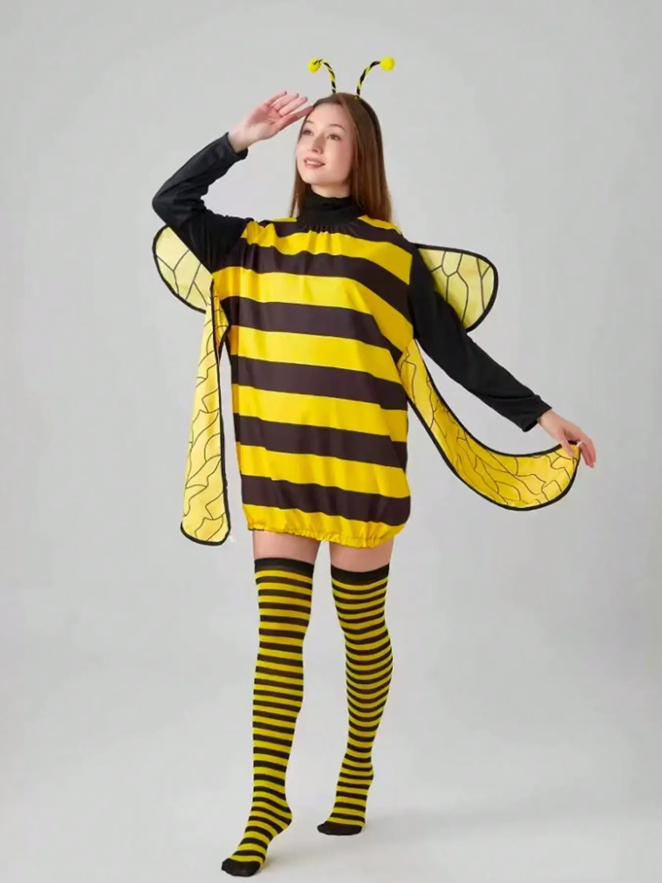Cute Polyester Fiber Bee Costume Set for Party Performances, Stage Performance Props, Perfect for Various Holiday Activities