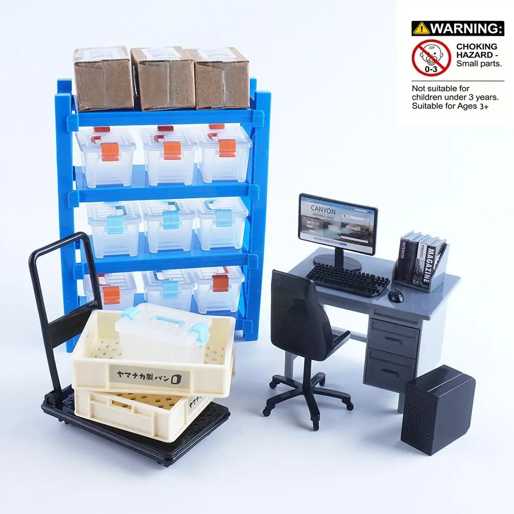 Kids Mini Warehouse Playset, Computer Storage Rack, Cart & Box Toys ...