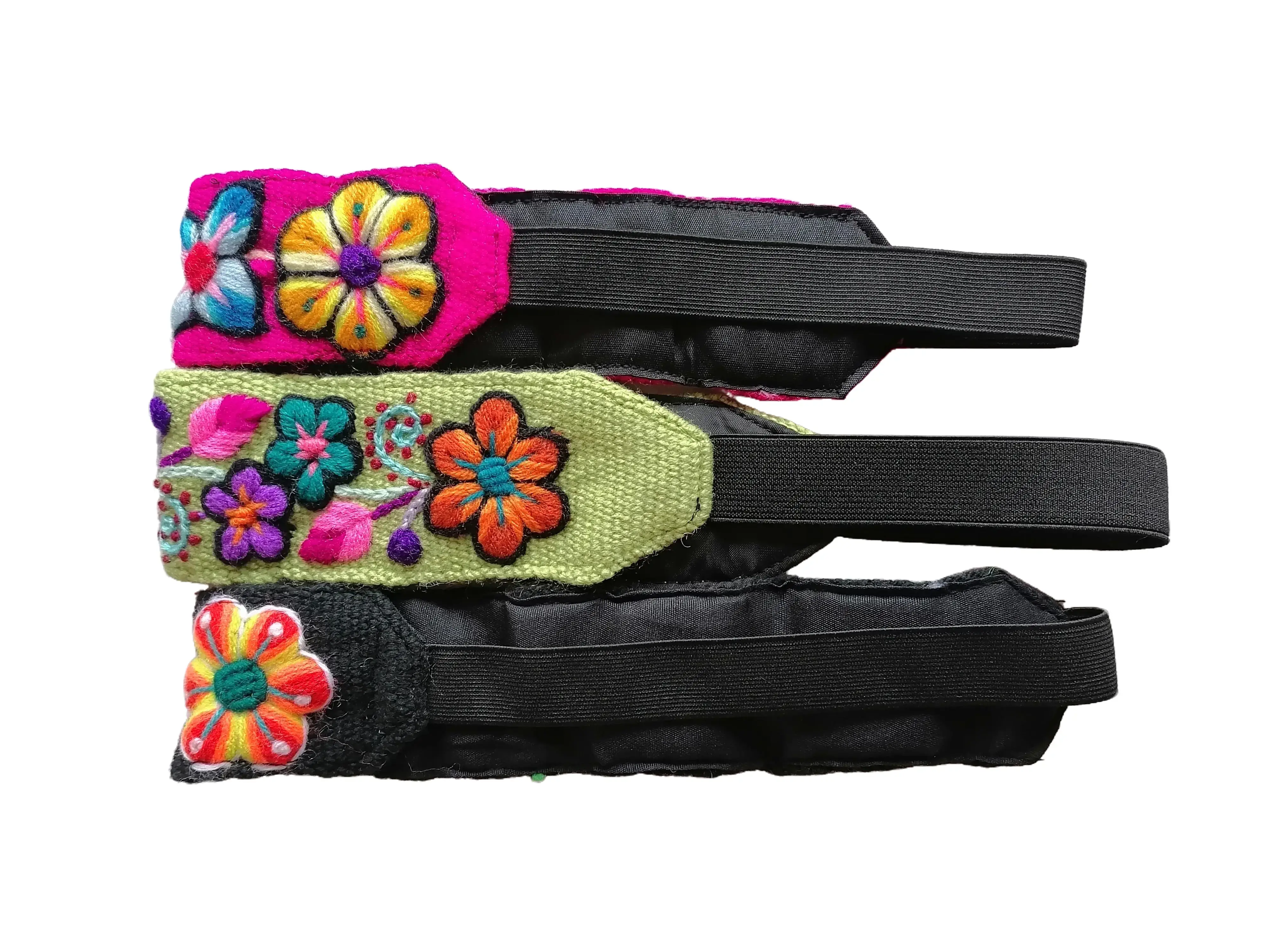 Multicolored Flowers Wool Fabric Headband Set