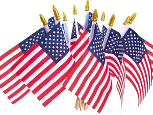 12 Pcs Small American Flags on Stick,4th of July Outdoor Decor Small US Flags Mini American 4''x6'' Flag, Fourth of July American Flags for...
