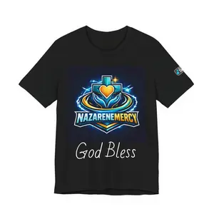 Nazarene Mercy Cross Heart God Bless Tee | John 16:33 Christian T-Shirt