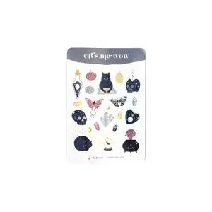 Spooky Cat Themed Iridescent Sticker Sheet