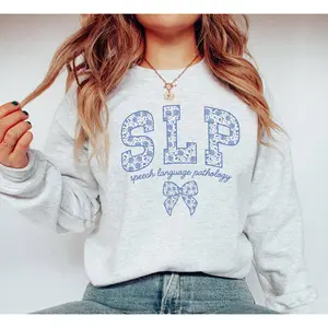 Speech Language Pathology T-Shirt or Sweatshirt, SLP Coquette Blue Flower T-Shirt , Speech Therapist Speech Therapy shirt, Speech Pathologist tee shirt