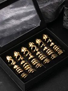 30 Pcs Fashion Stainless Steel Stackable Rings, Unisex Geometric Open Ring, Vintage Style, Casual Daily Wear, No Box Included