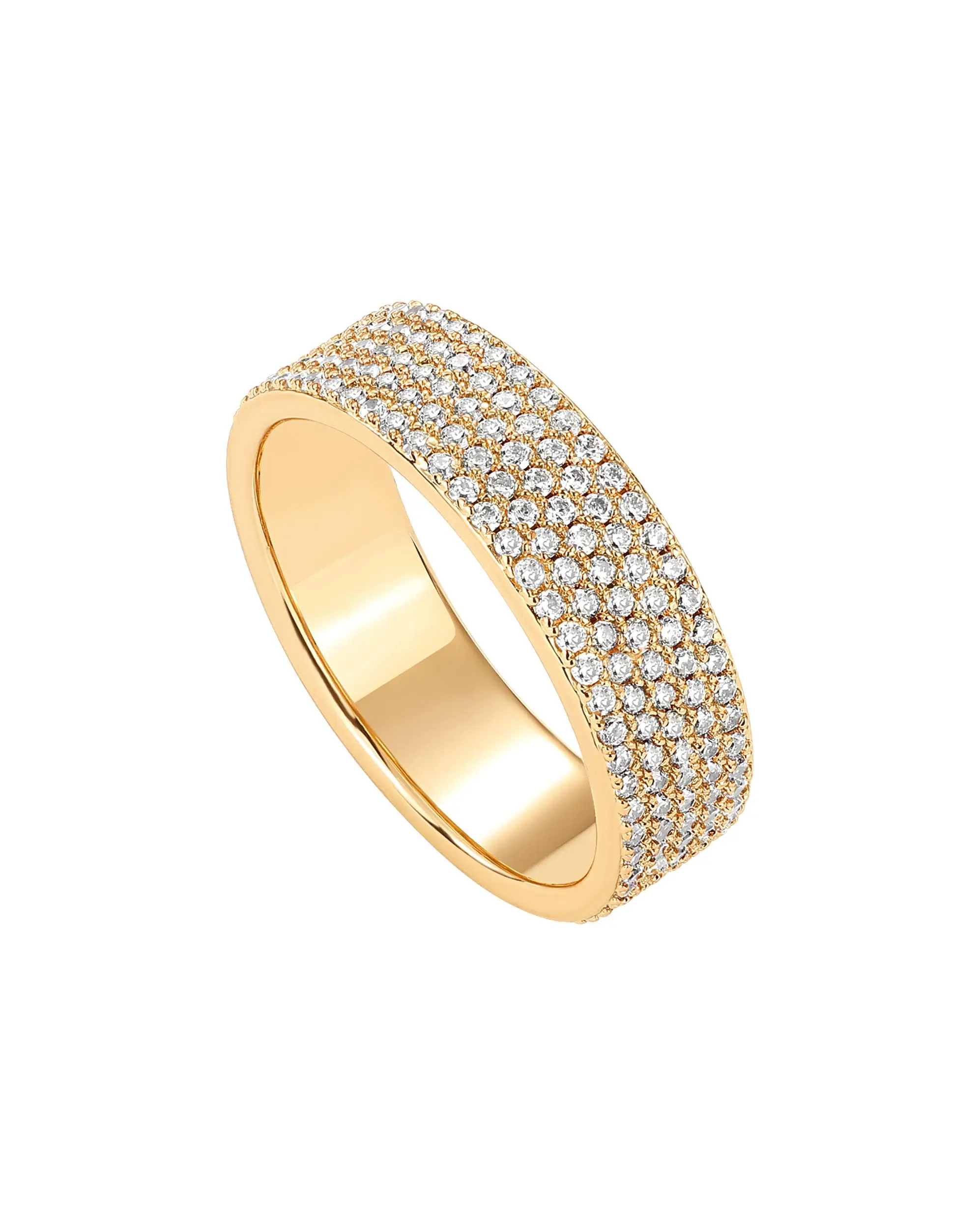 PAVOI 14K Gold Plated Cubic Zirconia Wide Eternity Statement Rings - CZ Stackable Wedding Band for Women PAVOI 14K Gold Plated Cubic Zirconia Wide Eternity Statement Rings - CZ Stackable Wedding Band for Women