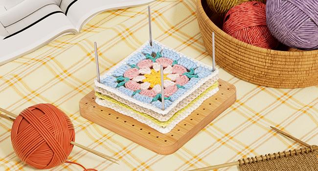 Lifewit Bamboo Crochet Blocking Board with Pegs & Steel Pins - Ideal for Knitting & Crochet Projects - Handmade Crafts & Handicraft Tools