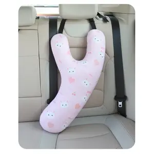 Kids Y Shape Travel Neck Pillow Adjustable Car Seat Support Airplane Train Comfortable Sleep Durable Fabric Question Mark Design