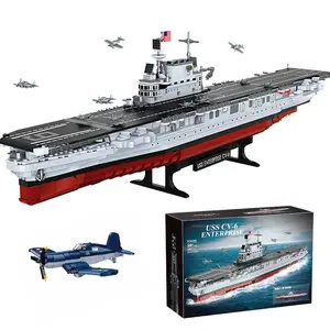 USS Enterprise CV-6 Aircraft Carrier With F4U Corsair Fighter Building Blocks Set 2433pcs Warship And Fighter Model Kit Home Decor Ideal Birthday New Year Gifts