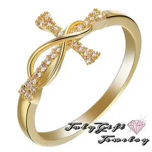 Cubic Zirconia Cross Infinity Ring