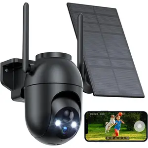 Security cameras wireless outdoor solar cameras for home security battery wifi cameras outside surveillance camera ptz 360 cctv camera system with color night vision motion sensor alarmnot 5g wifi