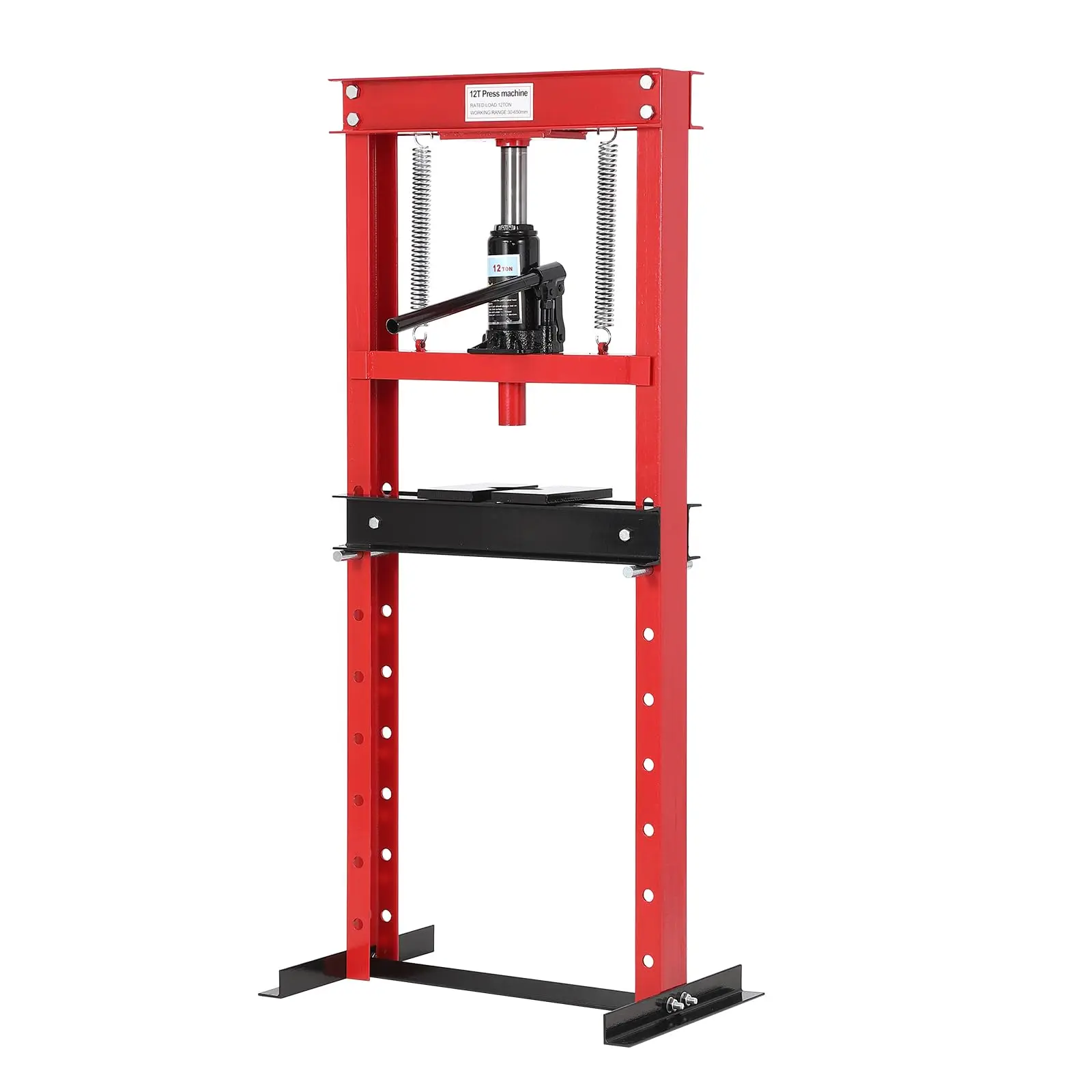 GARVEE 20 Ton Heavy Duty Hydraulic H-Frame Shop Press – Adjustable Worktable, Stamping Plates, Built-in Safety Relief Valve – Bearing & U-Joint Installation, Bending, Straightening – Auto Repair Garage Equipment – Blue/Red