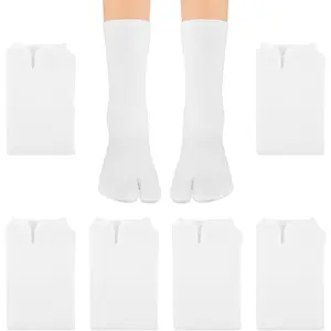 6 pairs of white split toe socks, unisex, suitable for flip flops, can be given as a birthday gift to family, friends, or loved ones