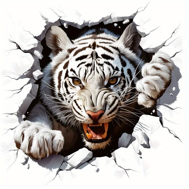 Tiger Face Sticker 5.12 x 5.12 Bright Orange Black Design Self Adhesive for Cars Laptops Trucks Plastic Wood Metal Glass Animal Theme Gift