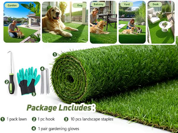 Realistic Artificial Grass Rug Indoor Outdoor Pet-Friendly Dog Grass Mat for Garden Lawn Balcony Patio Backyard Wedding Christmas Decoration Durable & Versatile