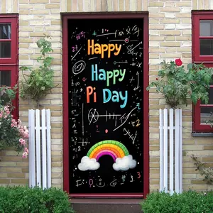 2pcs   Pi Day Decorative Wall Stickers, Happy Pi Day Math Themed Decals for Classroom Office Home Decor, Colorful Chalkboard Style Number Symbol Art Stickers, Removable Self Adhesive Educational De