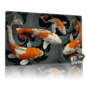 Vibrant Koi Fish Art Gaming Playmat 12x24 inch TCG MTG Battle Compatible Magic Table Mat Game Mouse Pad for Party Family Use Great Gift