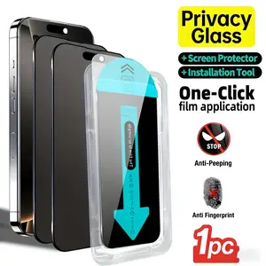 Privacy Screen Protector with One-Click Dust-Free, Compatible with iPhone 16/15/14, Anti-Fingerprint,Anti-Peeping,Auto Dust Removal,No Bubbles,Anti-Spy Tempered Glass Film,Easy Installation Ultra Clear HD Kit