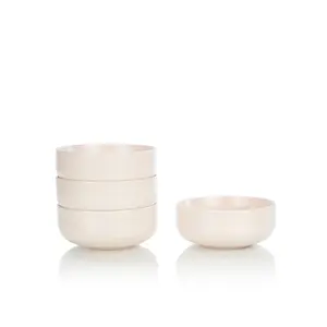Everything Kitchens Modern Flat 24oz Bowls (Set of 4) | Soft Pink