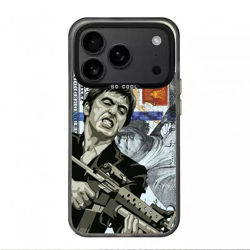 Creative Scar Face Painted Pattern Phone Case for iPhone 17/16/15/14/13/12/11, AIR, PRO, MAX, PLUS - Drop-Safe TPU, PET, PC Material, Black/White, Stylish Decorative Smartphone Protector, Casing with Protection, Mobile Phone Accessories Gift Idea, Handhel