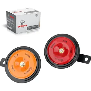 12V Car Horn Loud 125dB Waterproof Motorcycle Electric Horn Kit Red Orange Round Speakers for Truck SUV Bike Vehicle Upgrade Safety