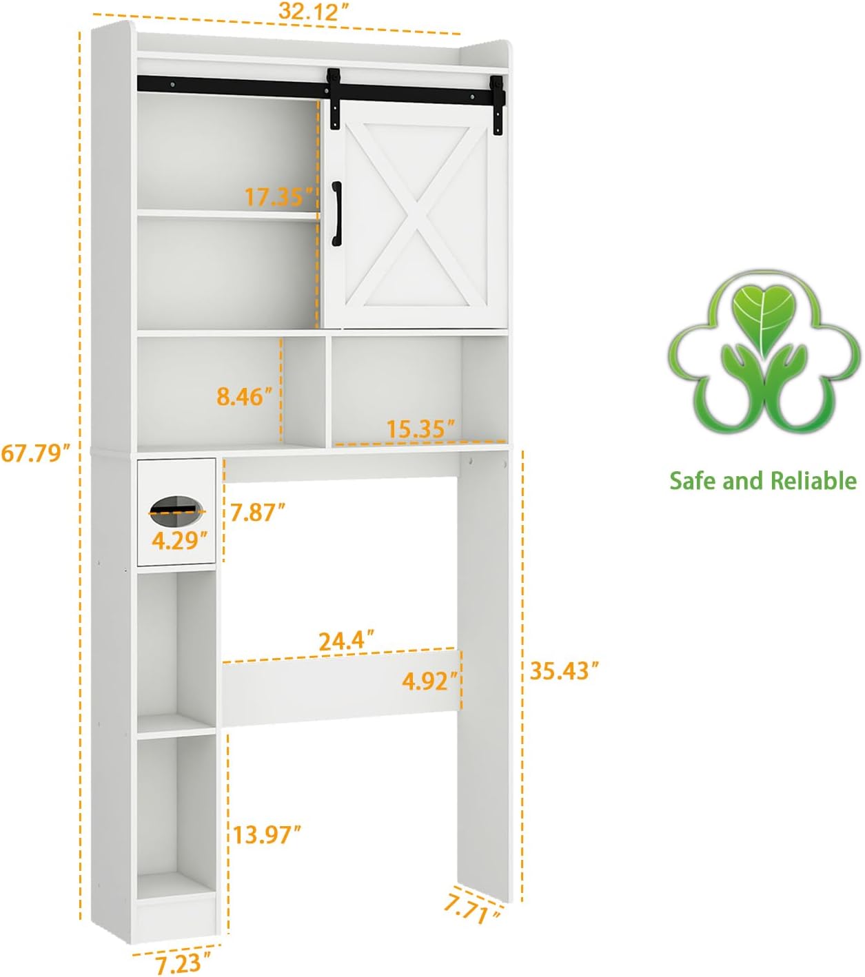 Vabches Farmhouse Over The Toilet Storage Cabinet with Sliding Doors & Adjustable Shelf for Bathroom Organization, Space-Saving Wood Rack for Toiletries & Decor Vabches Farmhouse Over The Toilet Storage Cabinet with Sliding Doors & Adjustable Shelf for Bathroom Organization, Space-Saving Wood Rack for Toiletries & Decor