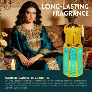 10ML Women's Long-Lasting Arabic Essential Oil Perfume, Luxury Middle Eastern Cologne with Citrus Lavender Saffron, Elegant Amber Bottle