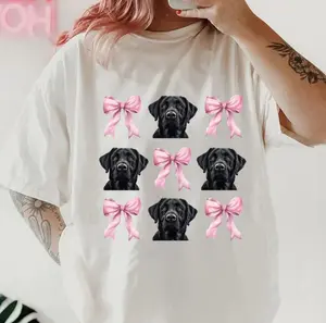 Black Lab with bows Shirt ~ Unisex Apparel Relaxed Fit Printed In The USA Clothing Womenswear Casual Comfort Cotton Top Athletic Boho Chic