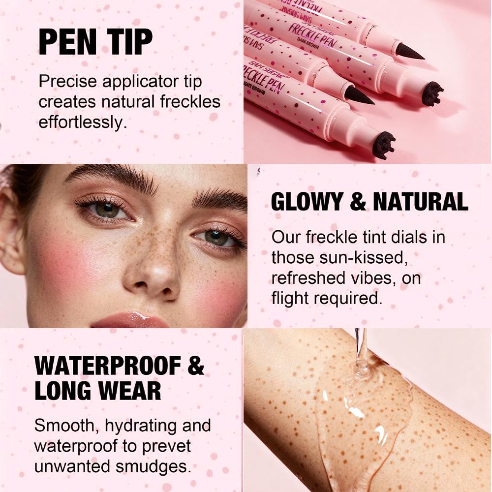2 in 1 Artificial Freckle Stamp & Eyeliner Pen Light / Dark 3ML - A Convenient Tool for Quick Makeup, Creates Realistic & Long-Lasting Freckles, Waterproof & Sweat-Resistant, Ideal for Travel, Festivals and Social Media, Dot Pen