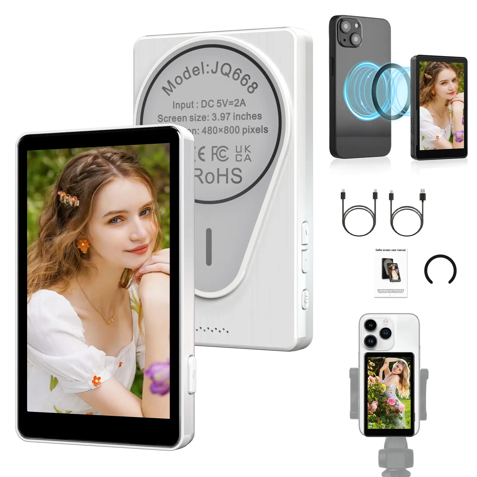 Magnetic Phone Vlog Selfie Monitor Screen, Using Phone Rear Camera for Selfie Vlog Live Stream TikTok, Compatible with iPhone and Android,Support 4K 60fps Recording,Vlogger Content Creator Video Recording Gear #Summer Sale