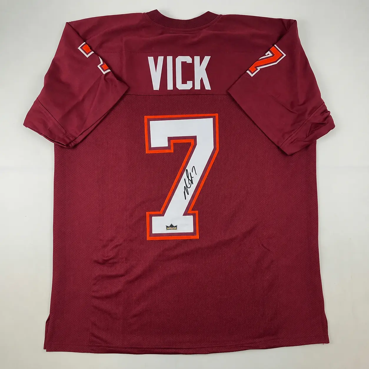 Autographed Football Jersey Number Virginia #7 Vick Vintage Style Sports Fan Replica Shirt