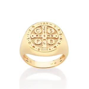 GOLD MEN'S SAINT BENEDICT MAXI RING