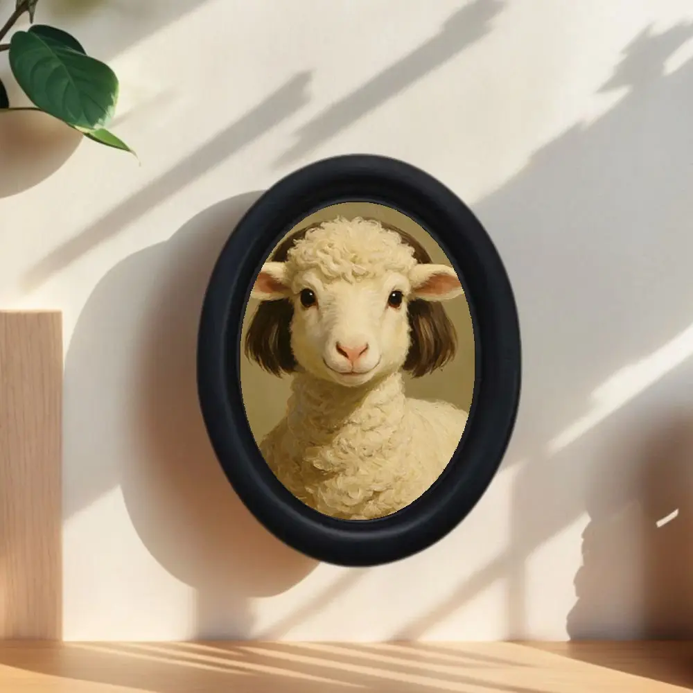 Vintage Art Style Bobble Head Sheep Pattern Decorative Home Item, Home Ornaments, Perfect for Halloween Christmas Thanksgiving Wall Decoration, Festive Decorations