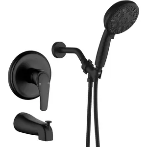 Matte Black Tub Shower Faucet Set with 10 Spray 4.7 Inch Handheld Shower Head Shower System with Tub Spout Shower Fixtures Tub and Shower Trim Kit