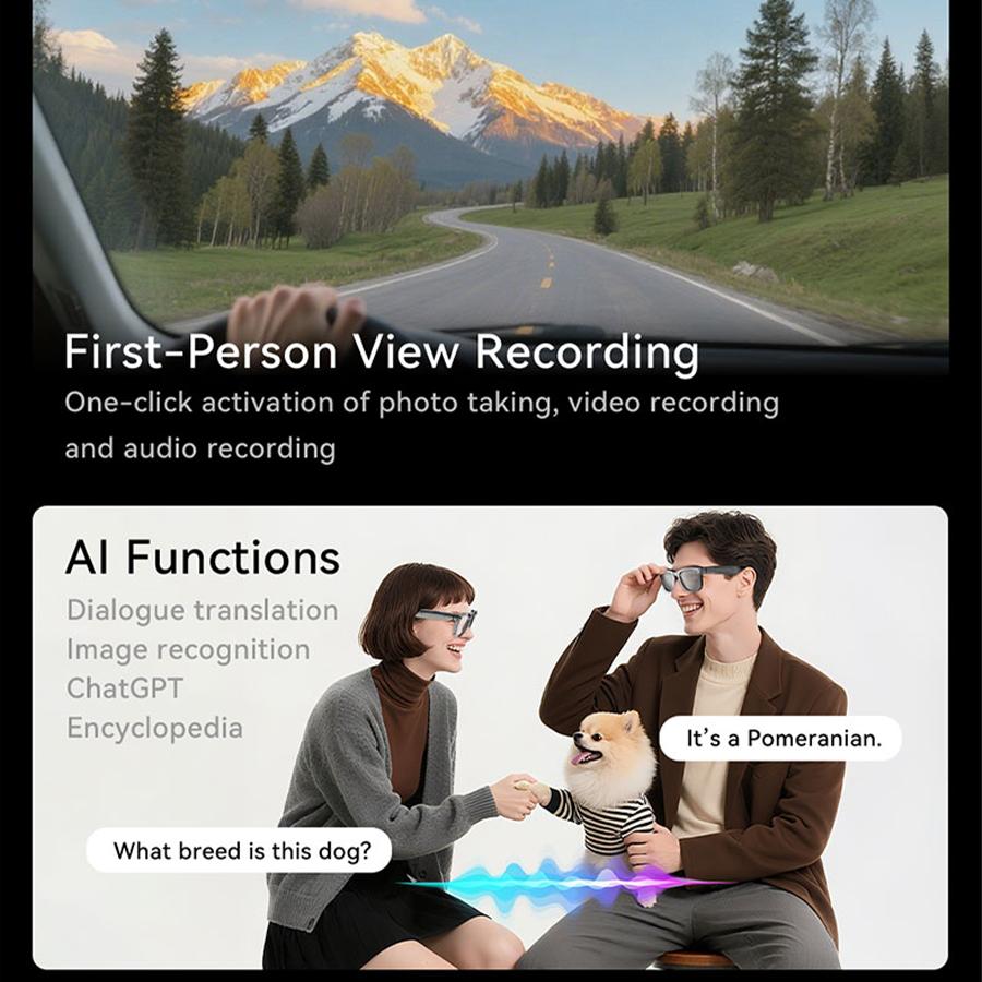 LUSBY Smart AI Camera Glasses with 8MP Photochromic Lenses, Button-Touch Adjustment, 160+ Languages Real-Time Translation, Bluetooth Wireless Video Recording, UV Sun Protection, Cool Gadgets for Travel Outdoor Adventures, Mens Gifts for Him Easter Gift