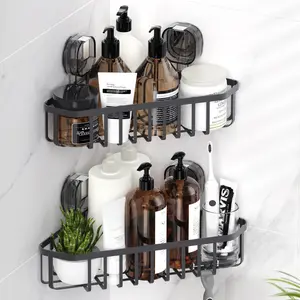 KatiKaddy Bathroom Shelves Suction Cup Shower Caddy Set, No-Drilling New Home Decor, Large&Small Organizer, Heavy-Duty Accessories Storage Rack, For Apartment Tile Wall Bathroom
