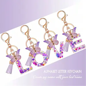 Initials Letter Keychain Resin English Letter Keychain Pendant Bag Purse Ornament Accessories