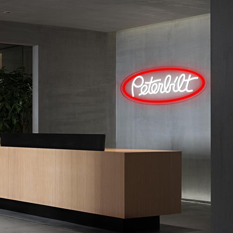 Peterbilt Neon Sign, USB Powered Dimmable LED Neon Light Sign, Decorative Neon Sign for Farm Bedroom Man Cave Bar, Modern Mood Lighting