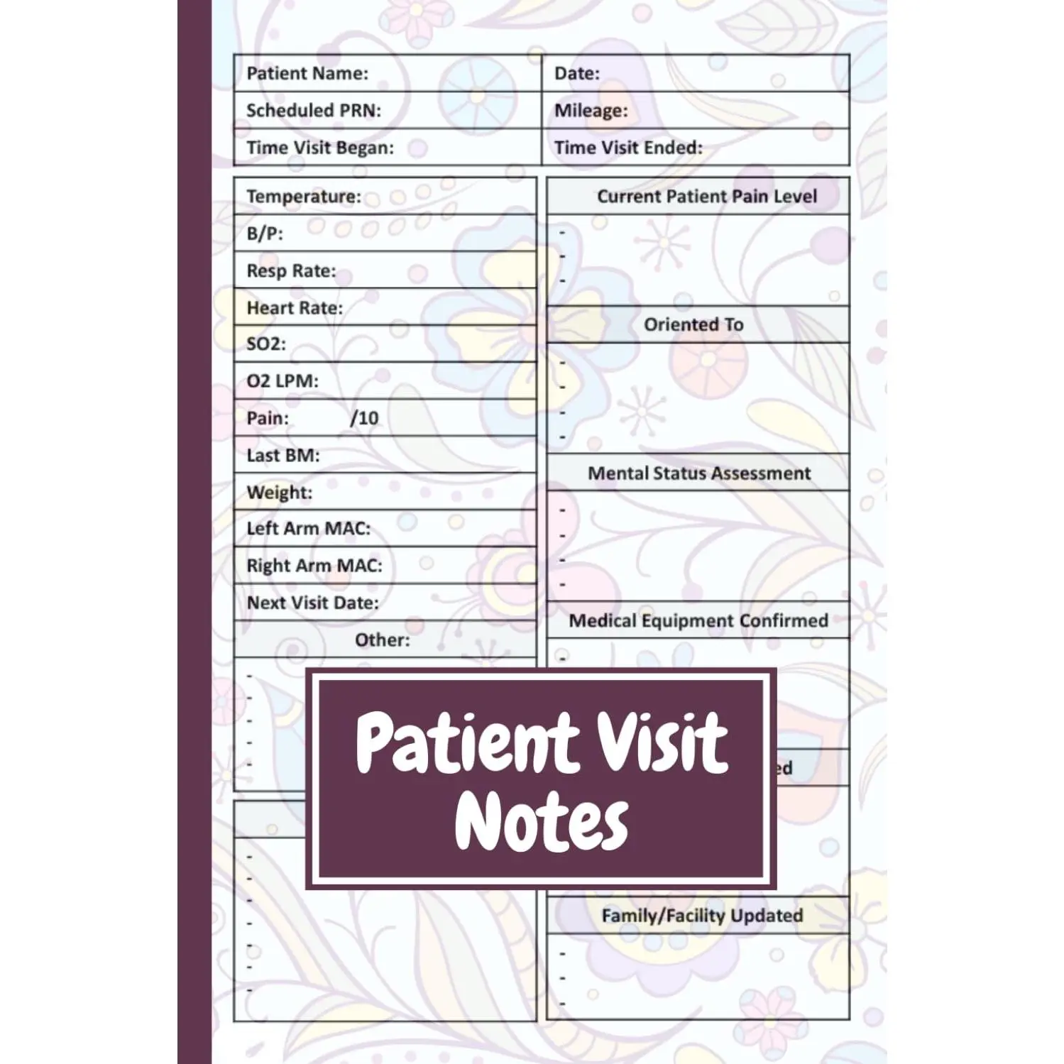 Patient Visit Notebook: Session notes, patient visit notes, nurse supplies, nurse essentials, nursing documentation, and hospice care practices are ... aspects of a nurse's daily responsibilities.