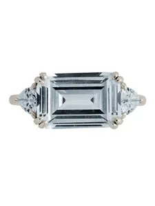 Sterling Silver Emerald & Trillion Ring