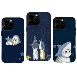 Kawaii Shark Cat Trio Phone Case,Tough phone case,for iPhone 16 15 14 13 12 11 17Pro Max,for Samsung S25 S24 S23 S22 Ultra,Gifts For Fans, Phone Accessories