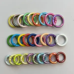 10pcs Color-Plated Mabe Shell Open Ring Spring Clasp, UV Process, Glossy Shiny, Fashionable Elegant Style, for Keychain, Bag Chain, Connector Rings