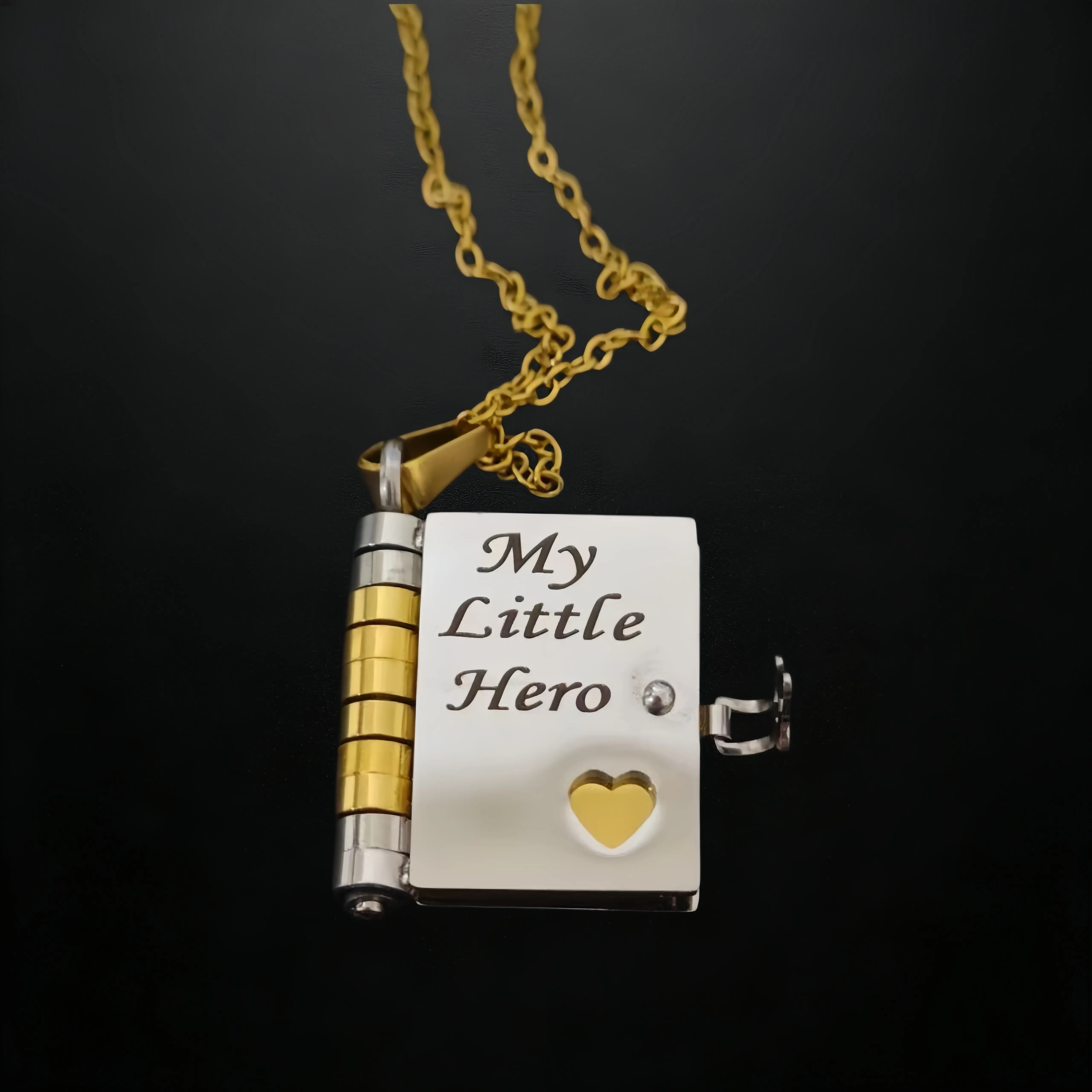 Stainless Steel Pendant Necklace with Little Book Locket for Daughter, Ideal Birthday Gift with Heartfelt Message, 43+5cm Chain, Ideal Gift For Daughter