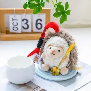 Cuddly Apple Hedgehog Plush Toys Fluffy Cartoon Pulling Thread Hedgehog Pendnats Kawaii Keychain Bags Decor Funny Car Interior