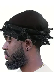 1pc Turban Head Wraps For Men Satin Lined, Hip-Hop Twist Cap Braided Cap Vintage Twist Velvet Durags,Tassel Headband And Pirate Hat,Halo Silk Satin Lined Cap For Women
