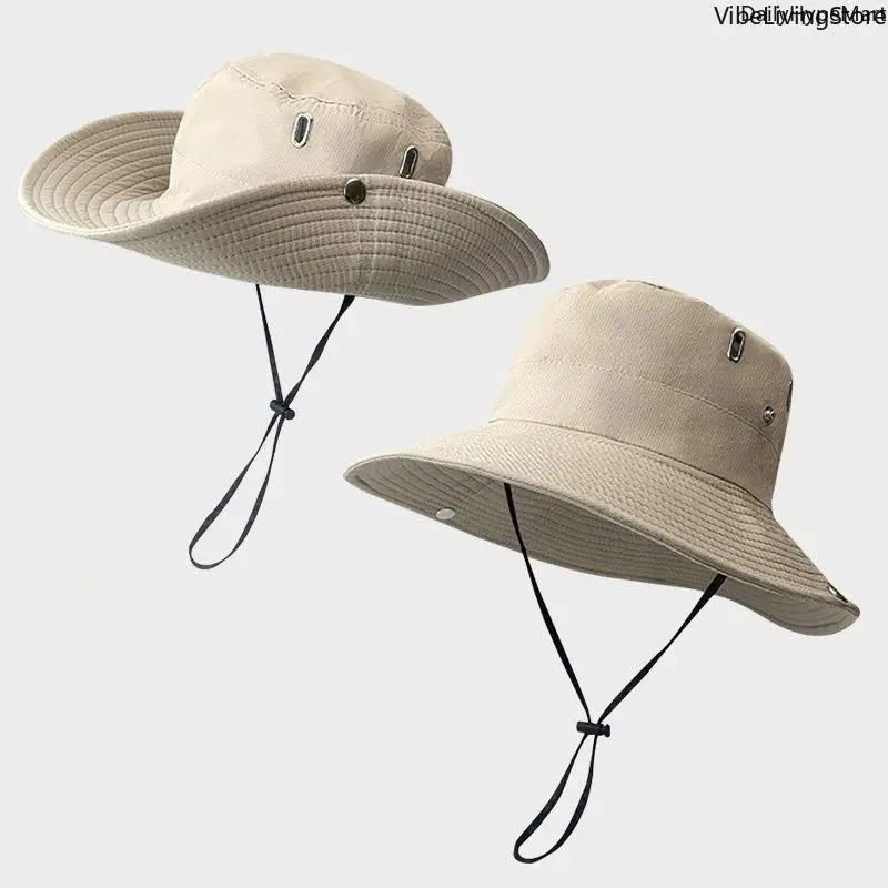 Men's Curved Brim Bucket Hat - Casual Outdoor Adjustable Sunscreen Hat with Wide Brim and UPF UV Protection